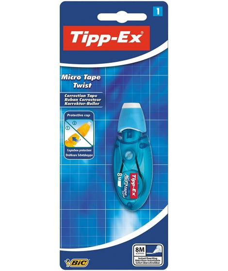 Tipp-Ex Micro Tape Twist Cinta Correctora 5mm x 8m - Cabezal Rotativo - Escritura Instantanea (Blister)