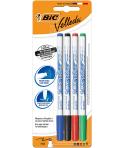 Bic Velleda 1721 Pack de 4 Rotuladores para Pizarra - Punta Fina - Trazo de 1.5mm - Borrado Optimo - Colores Surtidos