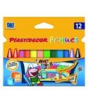 Bic Kids Plastidecor Peques Caja de 12 Lapices de Cera Triangulares - Ideal Niños Pequeños - Textura blanda - No Mancha