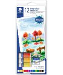 Staedtler Pack de 12 Tubos de Acuarela 12ml - Colores Brillantes - Usar en Papel Acuarela o Cartulina - Colores Surtidos