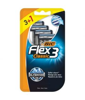 Bic Flex 3 Pack de 3+1 Maquinillas de Afeitar Desechables de 3 Hojas - Cabezal Pivotante - Tira Lubricante con Aloe Vera