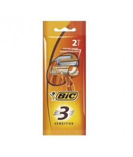 Bic Sensitive 3 Pack de 2 Maquinillas de Afeitar Desechables de 3 Hojas - Tira Lubricante con Aloe Vera