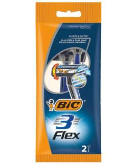 Bic Flex 3 Pack de 2 Maquinillas de Afeitar Desechables de 3 Hojas - Cabezal Pivotante - Tira Lubricante con Aloe Vera