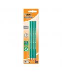 Bic Evolution Pack de 4 Lapices de Grafito Hexagonal - Mina HB Ultrarresistente - Sin Madera - No se Astilla