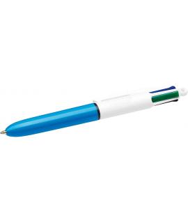 Bic 4 Colours Mini Boligrafo de Bola Retractil - Punta Media de 1mm - Trazo de 0.4mm - Tinta con Base de Aceite - Cuerpo Blanco/
