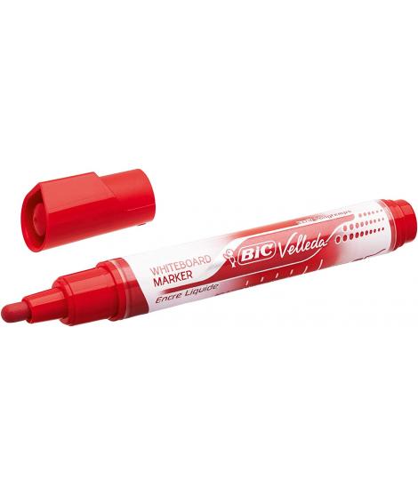 Bic Velleda Liquid Ink Marcador para Pizarra - Punta Media - Trazo 2.3mm - Tinta Liquida con Base de Alcohol - Color Rojo