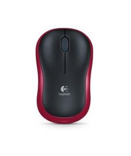 Logitech M185 Raton Inalambrico 1000dpi - 3 Botones - Uso Ambidiestro - Color Negro/Rojo