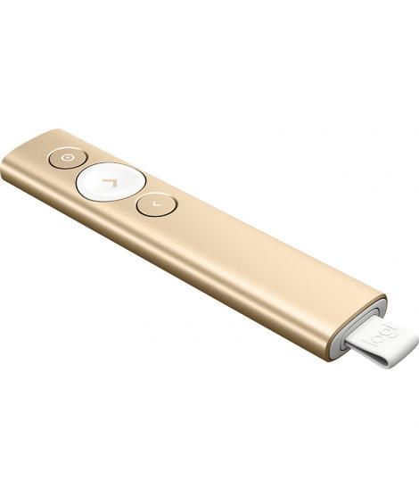 Logitech Spotlight Presentador Inalambrico - Radio de Accion 30m - Vibracion - Color Oro