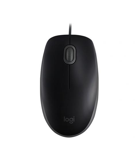 Logitech B110 Silent Raton USB 1000dpi - 3 Botones - Silencioso - Uso Ambidiestro - Cable de 1.80m - Color Negro