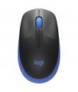 Logitech M190 Full Size Raton Inalambrico USB 1000dpi - 3 Botones - Gran Tamaño - Uso Ambidiestro - Color Negro/Azul