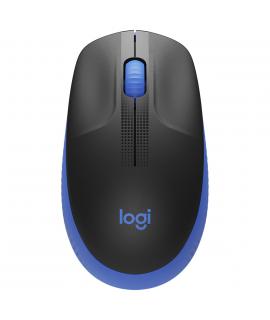 Logitech M190 Full Size Raton Inalambrico USB 1000dpi - 3 Botones - Gran Tamaño - Uso Ambidiestro - Color Negro/Azul