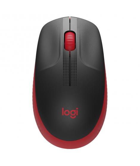 Logitech M190 Full Size Raton Inalambrico USB 1000dpi - 3 Botones - Gran Tamaño - Uso Ambidiestro - Color Negro/Rojo