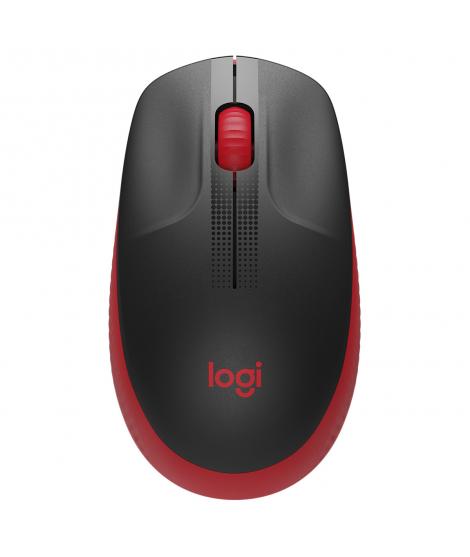 Logitech M190 Full Size Raton Inalambrico USB 1000dpi - 3 Botones - Gran Tamaño - Uso Ambidiestro - Color Negro/Rojo