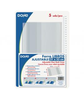 Dohe Pack de 5 Cubiertas Protectoras de Libros - Solapa Adhesiva Reposicionable - Tamaño 31x53cm - Material PVC 120 micras