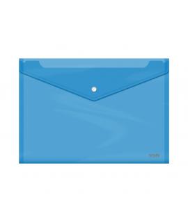 Dohe Sobre con Cierre de Broche - Tamaño Folio Plus Apaisado - Polipropileno Cristal Transparente 150 Micras - Color Azul