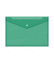 Dohe Sobre con Cierre de Broche - Tamaño Folio Plus Apaisado - Polipropileno Cristal Transparente 150 Micras - Color Verde
