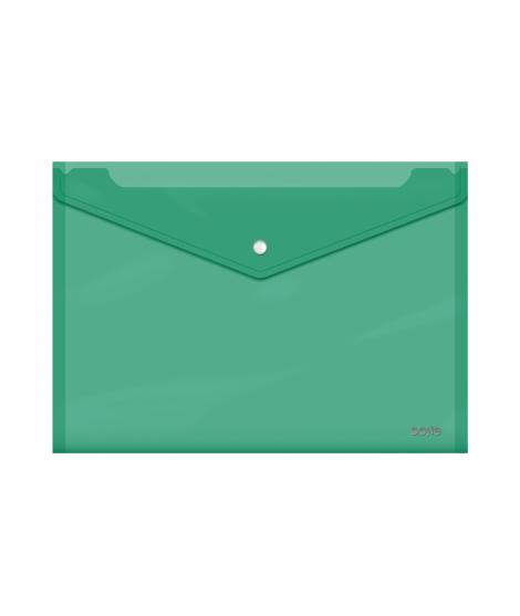Dohe Sobre con Cierre de Broche - Tamaño Folio Plus Apaisado - Polipropileno Cristal Transparente 150 Micras - Color Verde