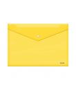 Dohe Sobre con Cierre de Broche - Tamaño Folio Plus Apaisado - Polipropileno Cristal Transparente 150 Micras - Color Amarillo