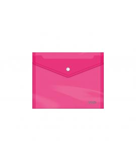 Dohe Sobre con Cierre de Broche - Tamaño A5 - Polipropileno Cristal Transparente 150 Micras - Color Rosa