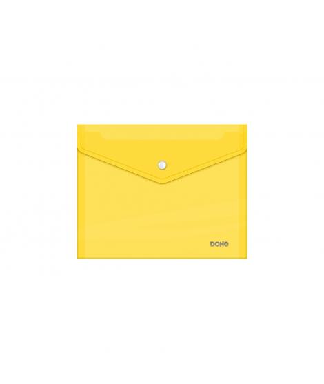 Dohe Sobre con Cierre de Broche - Tamaño A5 - Polipropileno Cristal Transparente 150 Micras - Color Amarillo