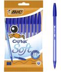 Bic Cristal Soft Pack de 10 Boligrafos de Bola - Punta Media de 1.2mm - Trazo 0.45mm - Escritura mas Fluida - Color Azul