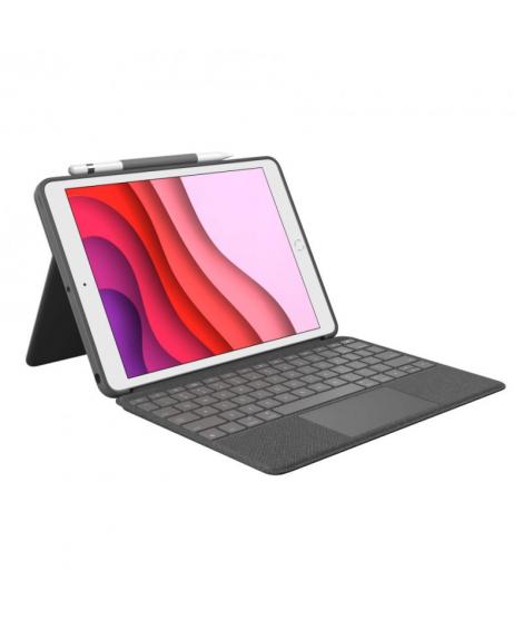 Logitech Combo Touch Funda con Teclado Retroiluminado Inalambrico para iPad 7ª y 8ª Generacion 10.2" - Trackpad - Escritura,