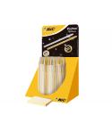 Bic Cristal Linea Celebration Expositor de 40 Boligrafos de Bola con Cuerpo Dorado y Plateado - Punta Media de 1.0mm - Tinta con