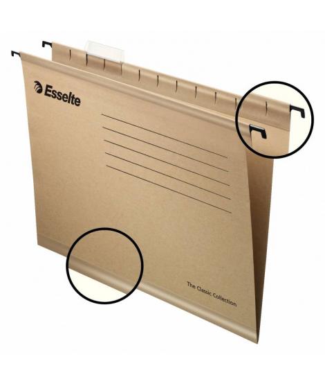 Esselte Classic A4 Pack de 50 Carpetas Colgantes Reforzadas - 10 Veces Mas Resistente - Visores de Plastico Transparente - Etiqu