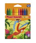 Bic Kids Plastidecor Caja de 12 Lapices de Cera - Colores Exoticos - Extraresistentes - Facil de Sacar Punta - No Mancha