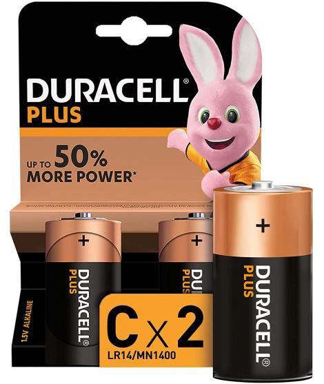 Duracell Pilas Alcalinas C Plus LR14 1.5V - 2 Unidades