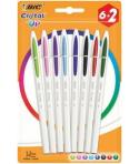 Bic Cristal Up Pack de 8 Boligrafos de Bola - Punta Redonda de 1.2mm - Trazo 0.6mm - Tinta con Base de Aceite - Cuerpo Blanco - 