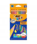 Bic Kids Evolution Stripes Caja de 12 Lapices de Colores Surtidos - Fabricados en Resina - Punta Ultraresistente - Mina Pigmenta