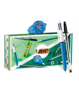 Bic Office ECOlutions Pack de Oficina 9 Piezas - Boligrafos + Portaminas + Lapiz + Rotulador + Pegamento Barra y Cinta