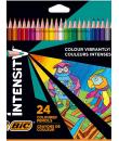 Bic Intensity Color Up Caja de 24 Lapices Triangulares de Colores Surtidos - Fabricados en Resina - Mina Ultraresistente de