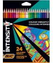 Bic Intensity Triangle Caja de 24 Lapices para Colorear Triangulares - Mina de 3.20mm - Fabricados sin Madera - Colores Surtidos