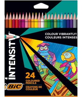 Bic Intensity Triangle Caja de 24 Lapices para Colorear Triangulares - Mina de 3.20mm - Fabricados sin Madera - Colores Surtidos