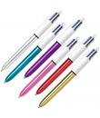 Bic 4 Colours Shine Boligrafo de Bola Retractil - Punta Media de 1.0 mm - Tinta con Base de Aceite - Diseño Metalizado en Colore