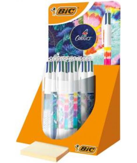 Bic 4 Colours Decor Expositor de 30 Boligrafos de Bola Retractiles - Punta Media de 1.0mm - Tinta con Base de Aceite - 4