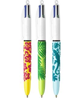 Bic 4 Colours Velours Boligrafo de Bola Retractil - Punta Media de 1.0 mm - Tinta con Base de Aceite - Diseño Jungla