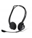 Logitech 960 Auriculares con Microfono USB - Microfono Plegable y Flexible - Controles en Cable - Cable de 2.40m - Color Negro