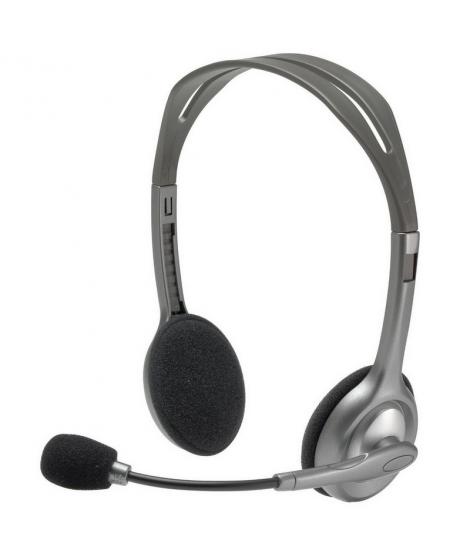 Logitech H110 Auriculares Estereo con Microfono Plegable - Diadema ajustable - Jack 3.5mm - Cable de 1.80m - Color Gris