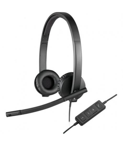 Logitech H570E Auriculares con Microfono USB - Microfono Plegable - Diadema Ajustable - Almohadillas Acolchadas - Controles en C