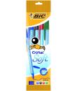 Bic Cristal Soft Pack de 4 Boligrafos de Bola - Punta Media de 1.2mm - Trazo 0.45mm - Escritura mas Fluida - Colores Surtidos