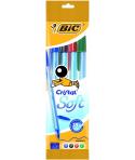 Bic Cristal Soft Pack de 4 Boligrafos de Bola - Punta Media de 1.2mm - Trazo 0.45mm - Escritura mas Fluida - Colores Surtidos