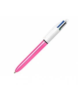 Bic 4 Colours Shine Boligrafo de Bola Retractil - Punta de 1mm - Trazo de 0.4mm - Tinta con Base de Aceite - Cuerpo Rosa