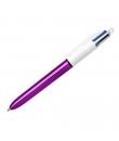 Bic 4 Colours Shine Boligrafo de Bola Retractil - Punta de 1mm - Trazo de 0.4mm - Tinta con Base de Aceite - Cuerpo Morado Metal