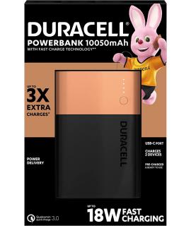 Duracell Bateria ExternaPower Bank 10050mAh PD 18W y QC 3.0 - 1x USB-A, 1x USB-C - Indicadores Led - 2 Dispositivos