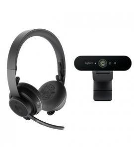 Logitech Pack Profesional de Colaboracion con Video Bluetooth Webcam Brio UHD 4K + Auriculares Zone Wireless - Color Negro
