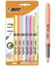 Bic Highlighter Grip Pack de 6 Marcadores Fluorescentes Pastel - Tinta con Base de Agua - Punta Biselada - Trazo entre 1.60 y 3.