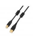 Aisens Cable USB 2.0 Impresora Super Alta Calidad con Ferrita - Tipo A Macho a Tipo B Macho - 3.0m - Color Negro